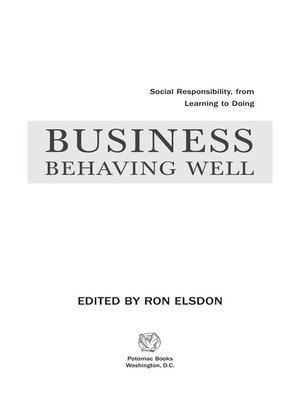 cover image of Business Behaving Well